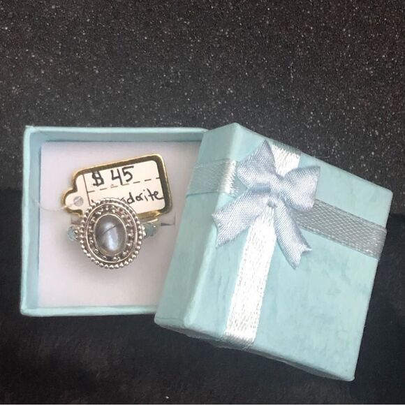 Labradorite Solitaire 925 Sterling Silver Ring Sz 7 - Picture 6 of 7